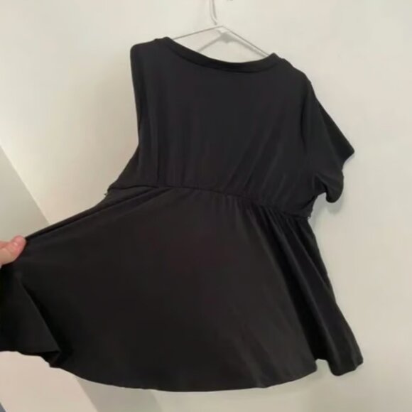 NEW NWT TORRID 3 Plus Size Jersey Knit Faux Wrap Top Black Short Sleeve NO BELT - Picture 5 of 5